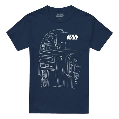 STAR WARS Unisex Tričko pro dospělé s obrysem R2-D2