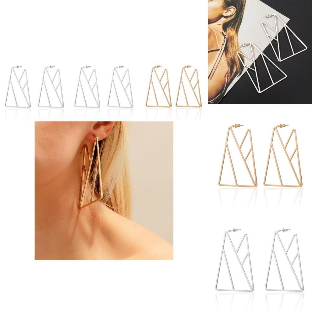 Стильные треугольные геометрические серьги для женщин в золотом и серебряном цветах
