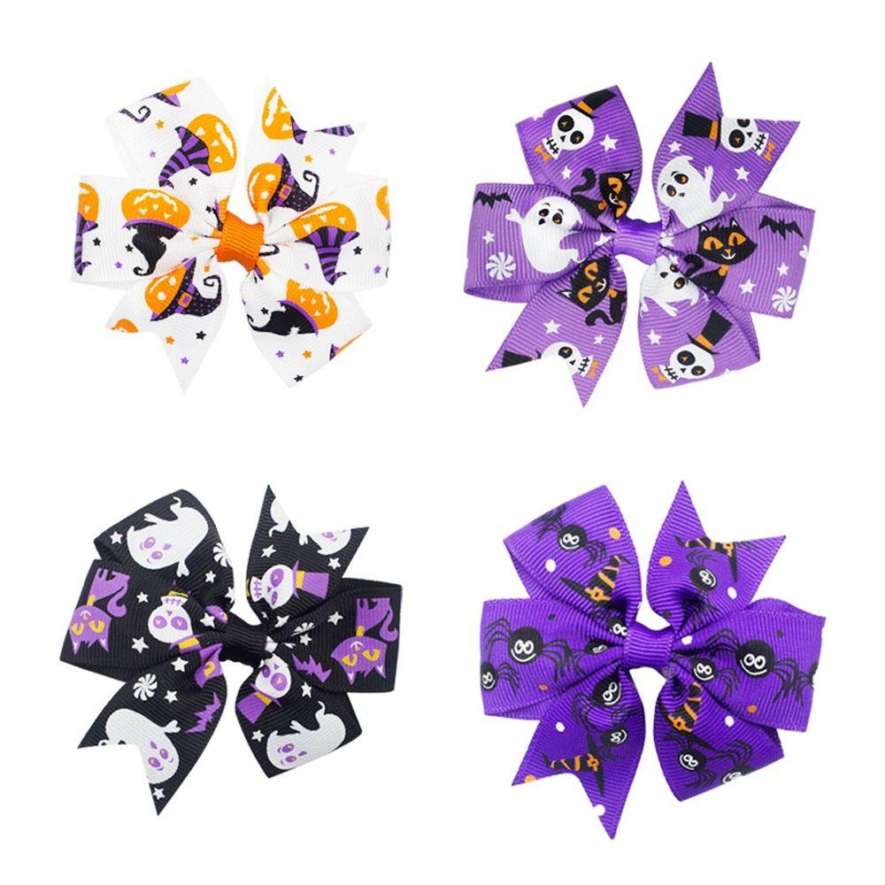 Заколка для волос в виде тыквы и летучей мыши-скелета, заколка-уточка, смешной бант на Хэллоуин, заколка для волос, косплей