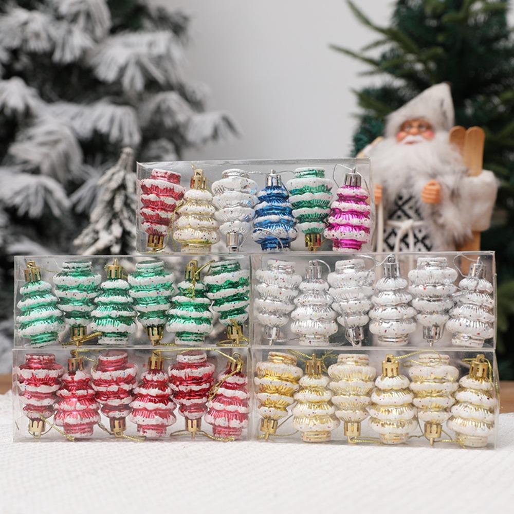 6 шт./коробка пластиковая елочная игрушка окрашенные кедровые рождественские украшения