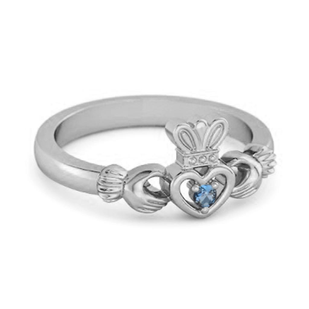Кольцо с топазом London Blue, символ Кладдаagh, ирландское наследие - Стерлинговое серебро 925 пробы