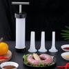 Ручная колбасная насадка Ручной шприц для колбас для домашнего использования Портативный инструмент с 3 насадками 23 мм 19 мм 15 мм ПЭ полипропилен Нержавеющая сталь