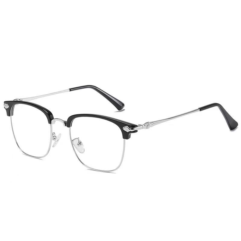 Metal reading glasses, men's and women's big faces, widened eye protection, anti-blue light business reading glasses