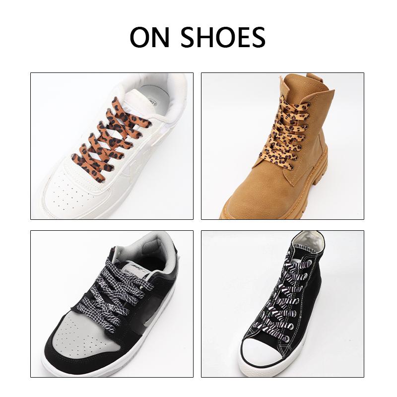 Leopard Print Flat Shoelaces Sneakers Colorful Shoelace Classic Animal Patten Shoe Laces Canvas Zebra Tiger Snake Shoestrings