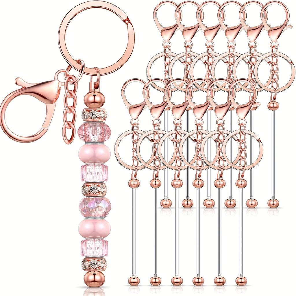 12pcs of Bead Keychain DIY Keychain Pendant Made of Silvery Metal Bead Keychain Blank Keychain Bead Keychain, DIY Bead Keychain, Hanging Accessories