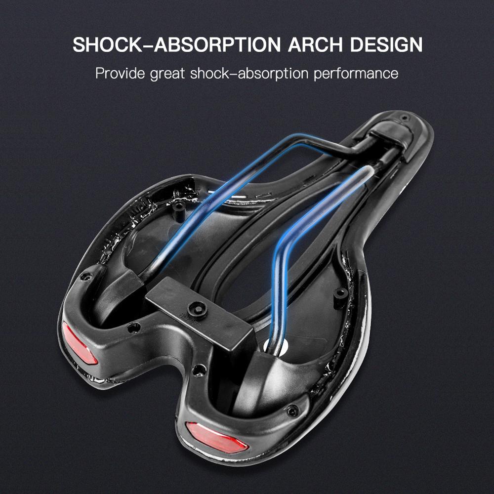 Велосипедное седло Мягкое велосипедное седло с USB-зарядкой Предупреждающий задний фонарь Дышащая подушка сиденья для