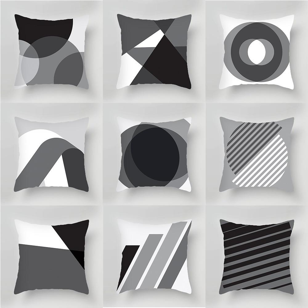 Luxury Home Decoration Cushion Cover Black Gray Dark Black and White Style Pillow Cover Office Sofa Cushion Cover