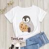 Kawaii Penguin Cookies Tshirts Cartoon Unisexs Tshirt Graphic Tshirts Ladies Youth Short Sleeve Cute Tshirts Female
