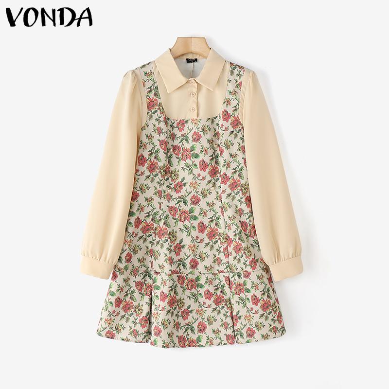 VONDA Женские летние платья из двух частей с длинным рукавом и цветочным принтом