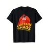 Men'S Captain Chaos Graphic T-Shirt - Have No Fear Him Is Here Slogan & Bold Yellow/Red Cartoon Design, Black with White Print, Regular Fit Short