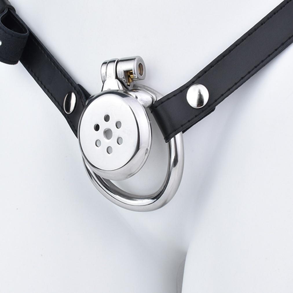 FRRK Strapon Penis Cage Flat Metal Chastity Device Penis Lock Wearable with Belt Plate Chastity Cage Sex Toys for Men
