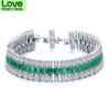 Wong Rain Vintage 100 %925 Sterling Silver Created Moissanite Emerald Gemstone Bangle Charm Bracelets Fine Jewelry Wholesale