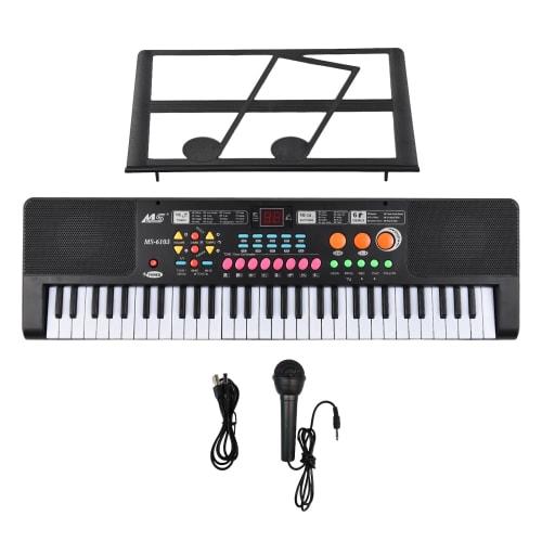 Btuty 61-Key Electronic Keyboard Piano with Dual Speakers, 16 Tones, 10 Rhythms, 6 Demo Instruments, Microphone and Sheet Music Stand for Beginners