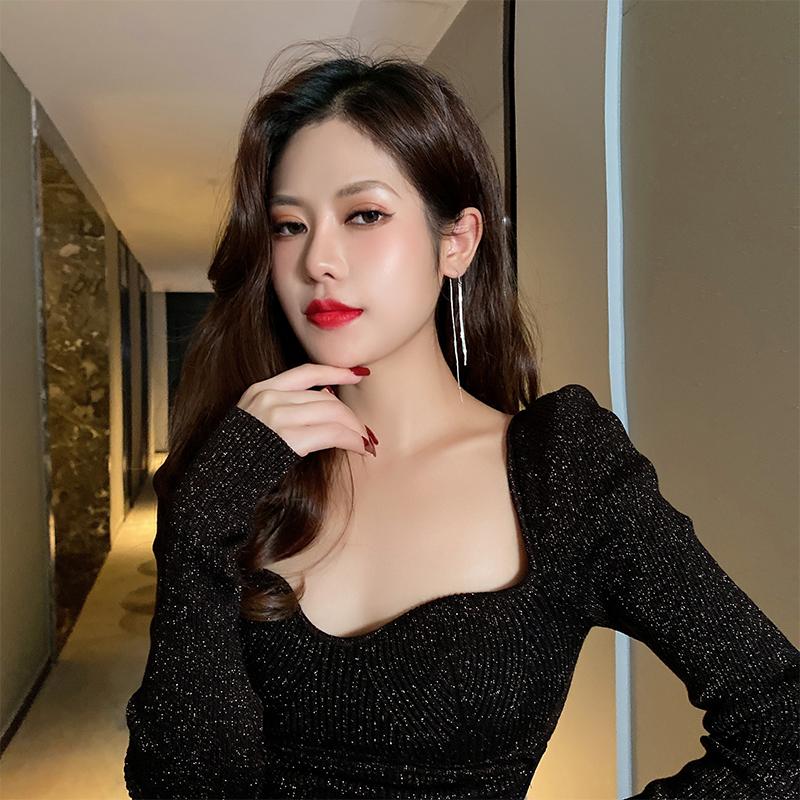 Горячие длинные металлические серьги с кисточками для женщин Простой темперамент и модная индивидуальность