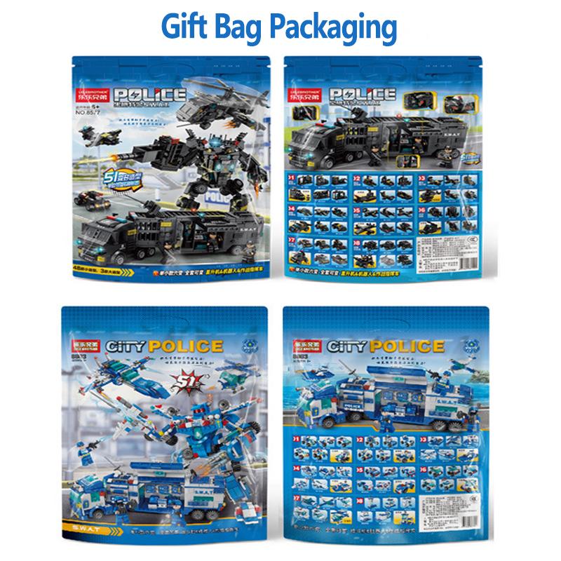 LELE Строительные блоки 700 шт. SWAT Block Toy Детские развивающие полицейские игрушки для мальчиков Кирпичи