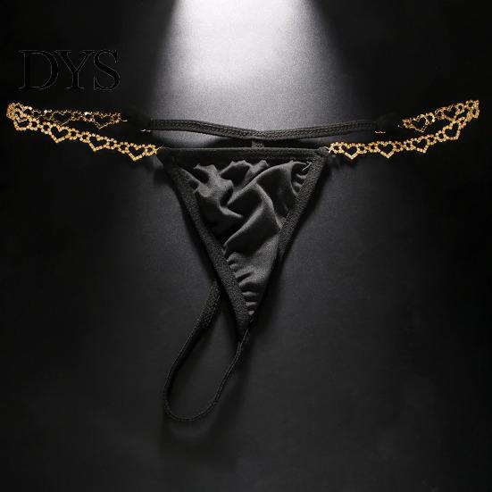 Стринги G-string для женщин Сексуальные стринги с Т-образным задником Низкая посадка Любовь Стразы Нижнее белье Большие размеры Дерзкие Трусики с цепочкой в форме сердца