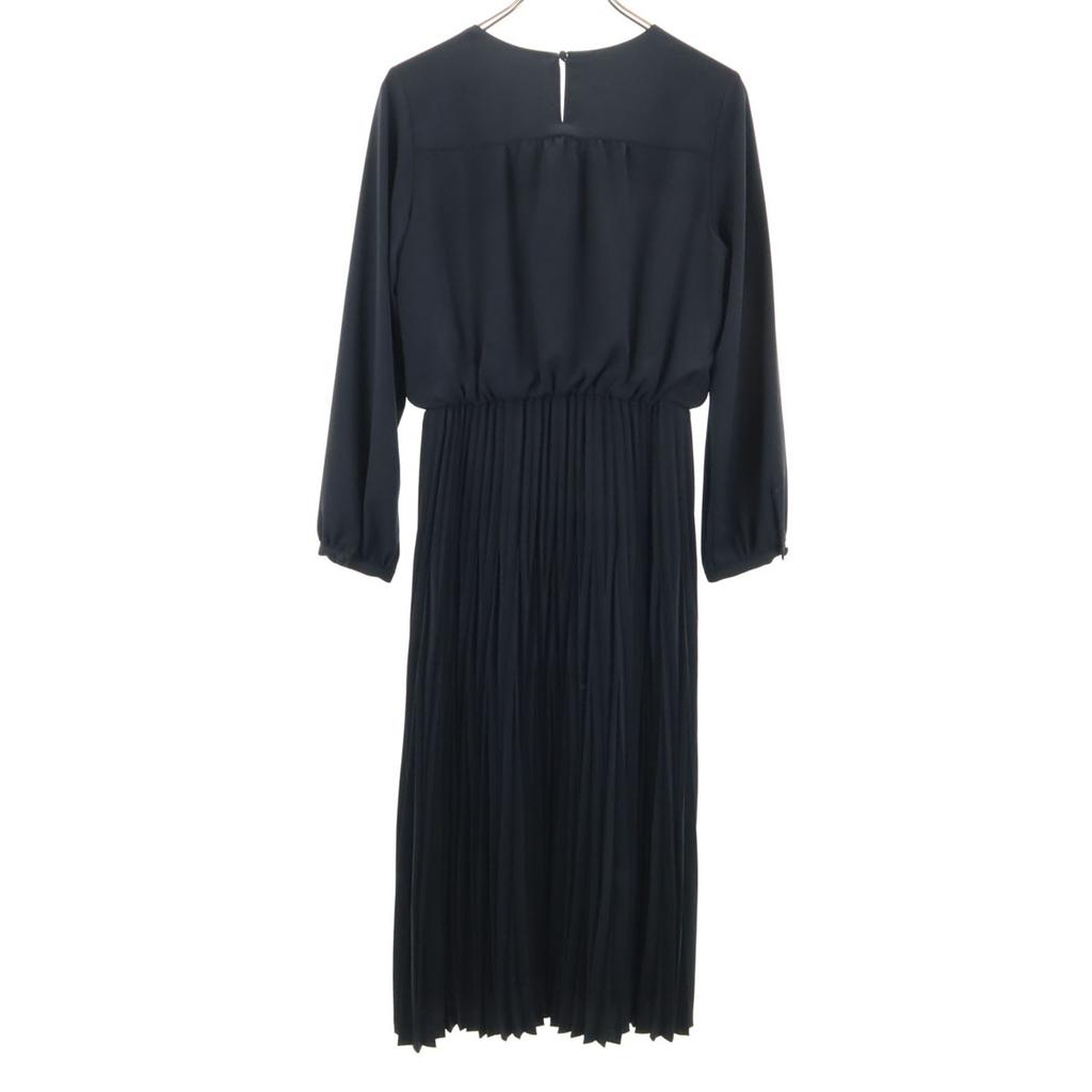 Green Label Relaxing Long Sleeve Pleated One Piece 38 Navy UNITED ARROWS Women Used