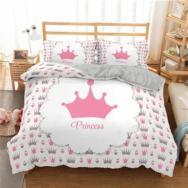 3D Printed Couple Bedding Set I Love You Crown Duvet Cover Double Twin Full Queen King Adult Kids Bedclothes Quilt Cover