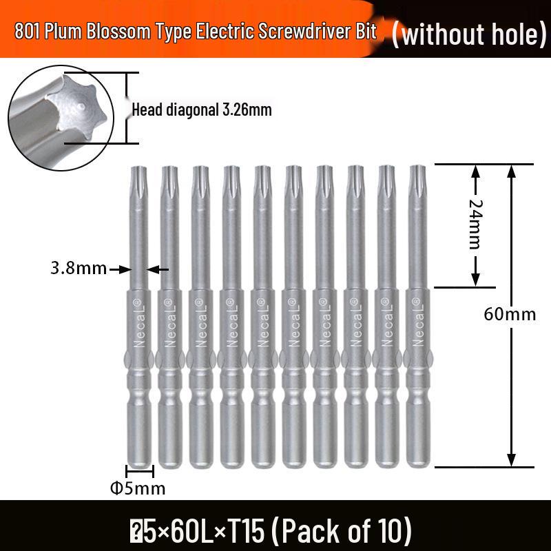 Электрическая отвертка Nigao S2, бит Torx 801, цельный, звездообразный, с круглым хвостовиком 5 мм.