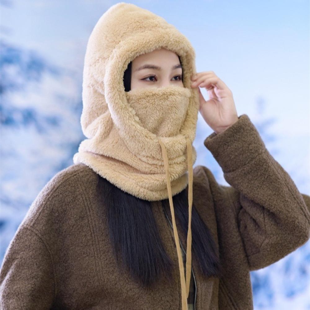 Solid Color Winter Balaclava Hood Ski Mask Hat Simple Cycling Windproof Cap Men