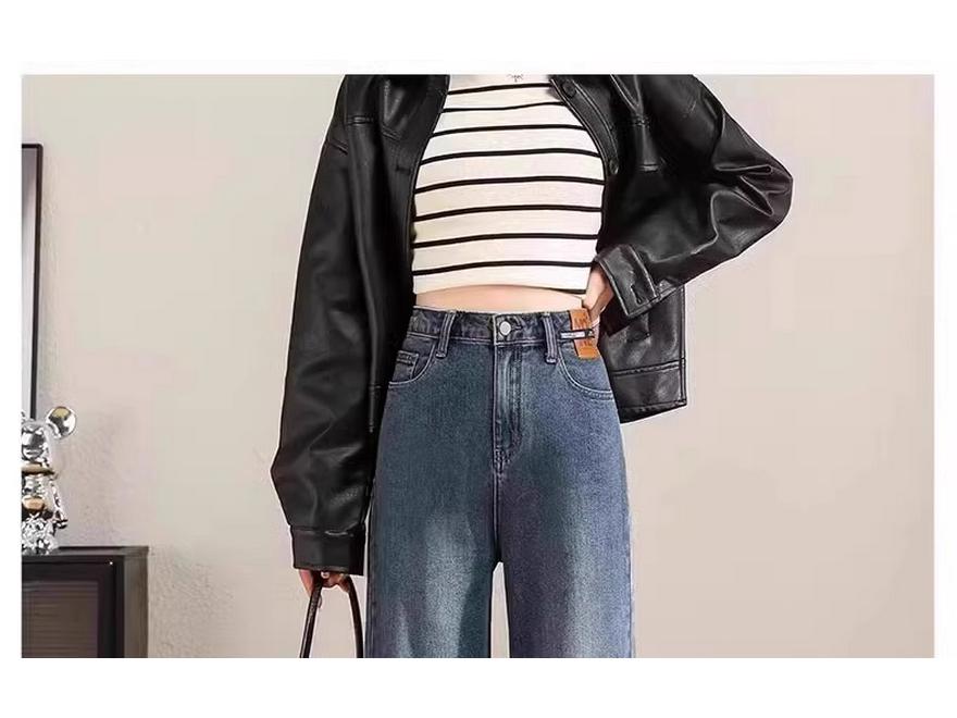 Women's High-Waisted Fleece-Lined Wide-Leg Jeans - Popular Winter 2024 Style