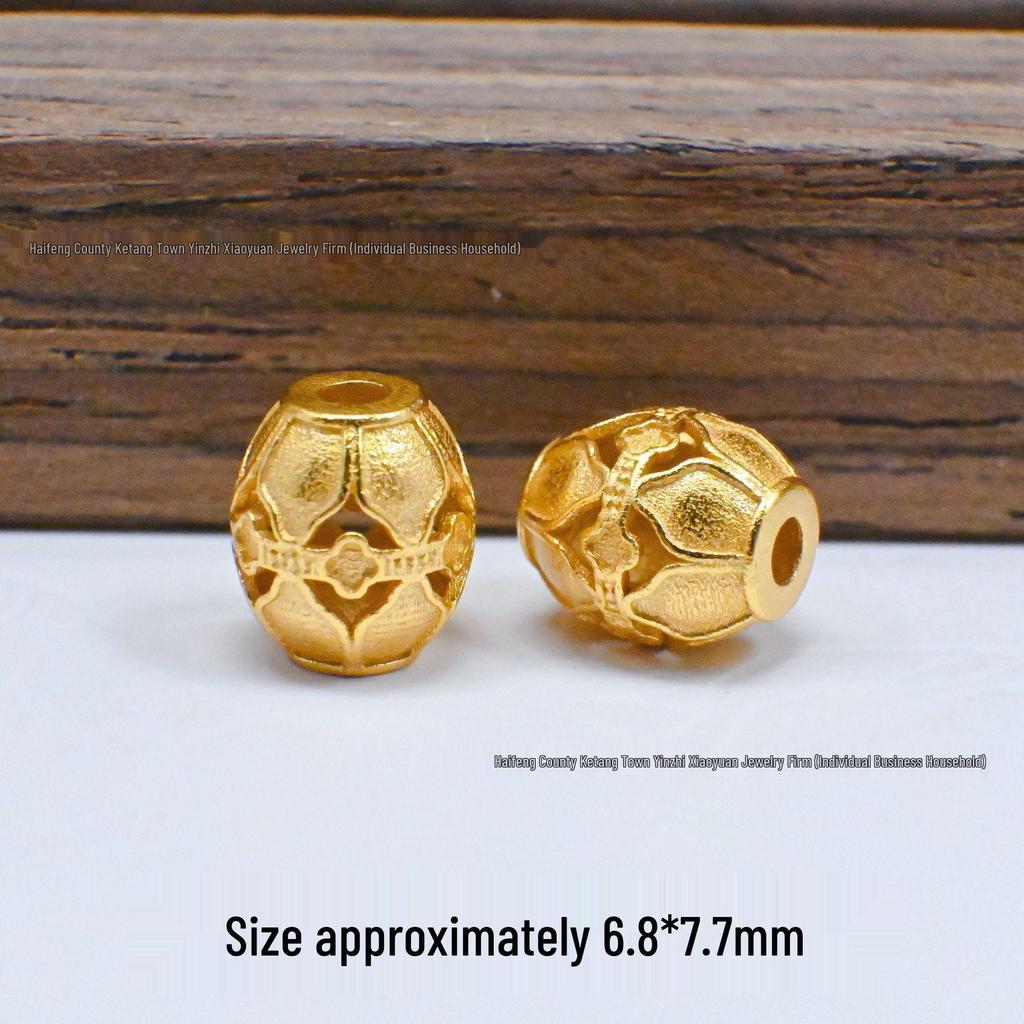 S925 Silver Ancient Gold Four-Leaf Clover Spacer Beads for DIY Jewelry: Bracelet & Necklace Craft Accessories.