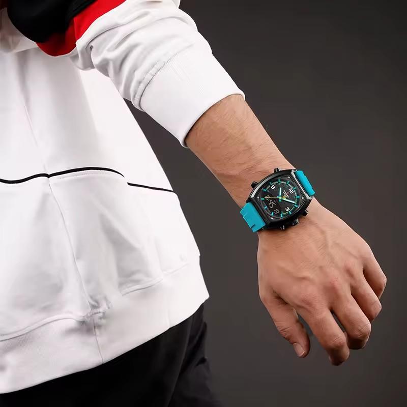 NAVIFORCE NF9242 9242 Мужские Кварцевые Часы Спортивные Водонепроницаемые Силиконовый Ремешок Повседневные Цифровые Часы Модные Роскошные Наручные Часы для Мужчин