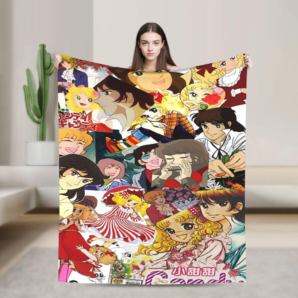 Candy Candy And Terry Anime Blanket Warm Soft Funny Plush Bedding Throws For Couch Bed Travel Flannel Bedspread Bed Cover