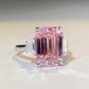 Emerald Cut Pink Zircon Diamond 925 Silver Ring for Women