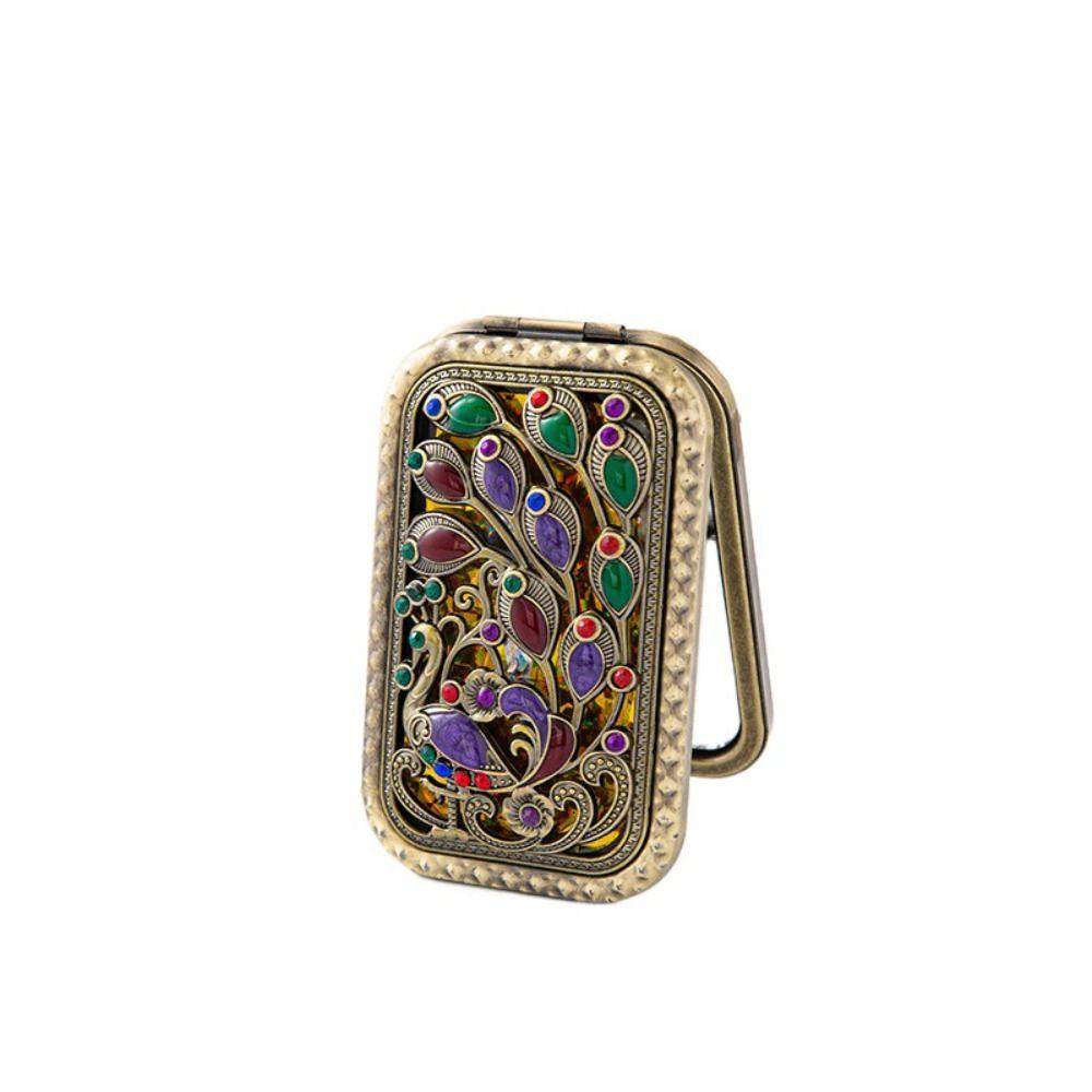 Прямоугольные Двусторонние Зеркала для Макияжа Винтажное Складное Косметическое Зеркало Новое Ретро Маленькое Зеркало