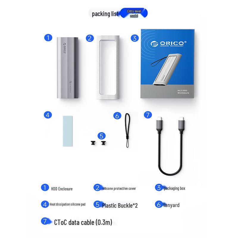 Orico NVMe M.2 SSD Box, Type-C 3.2 External Drive Enclosure.
