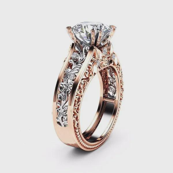 Hecheng 14k Rose Gold Zircon Women's Ring