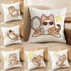 Cute Cat Athlete Childlike Heart Pillow Case Comfort Sofa Bed Silky elegant Invisible zipper Decorative cushion cover