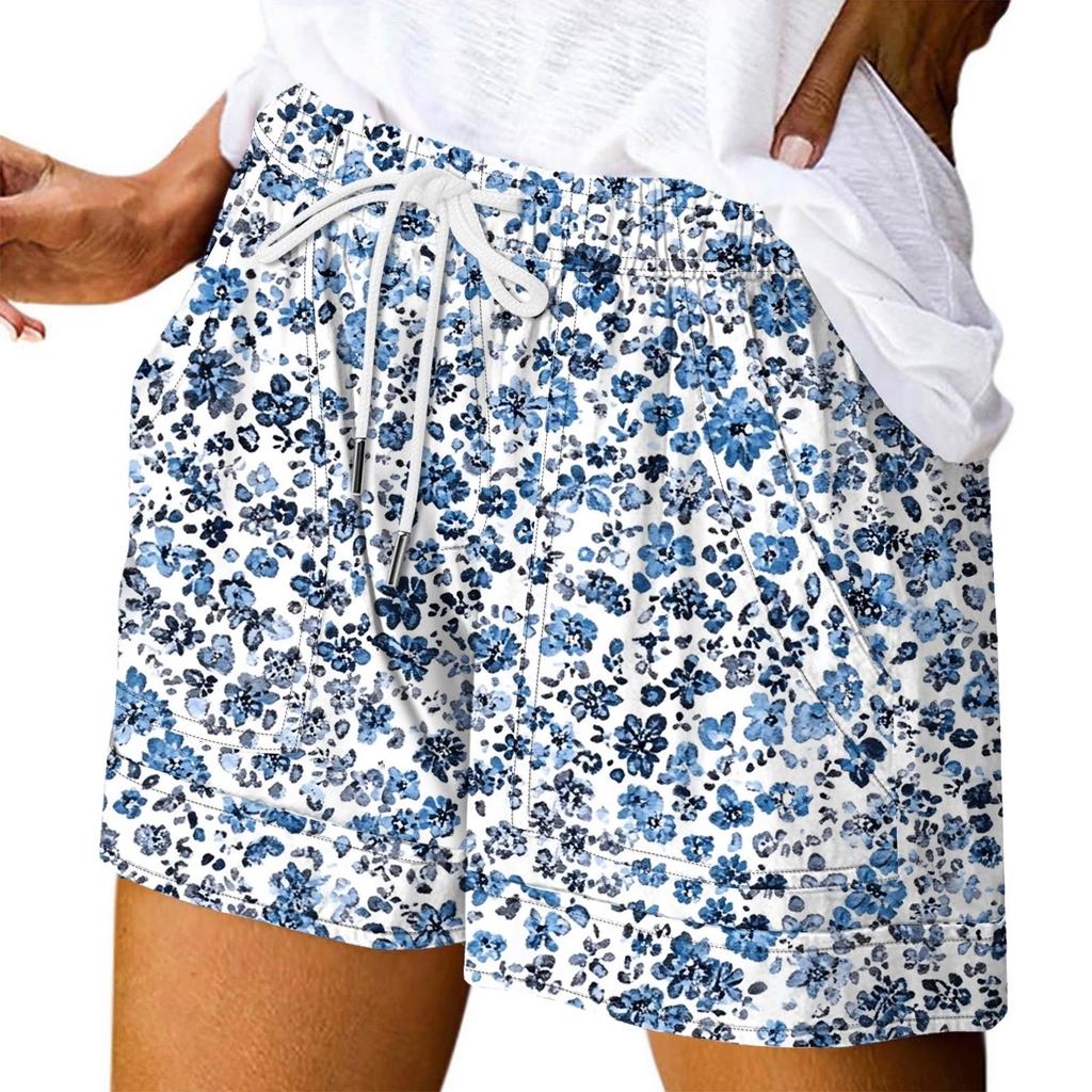 Women's Casual Summer Elastic Beach Shorts Print Casual Shorts
