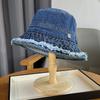 Джинсовая панама с необработанным краем для детей, весна-лето, ретро, универсальная, модная, солнцезащитная, шляпа-ведро