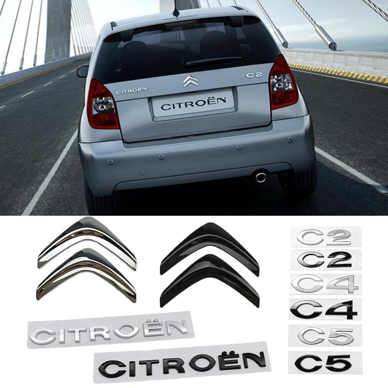Черно-серебристый для Citroën C1 C2 C4 C5 Elysee ABS Хромированный Логотип Эмблема Буквы Значок Внешний Стайлинг Автомобиля Авто Наклейка на Задний Багажник