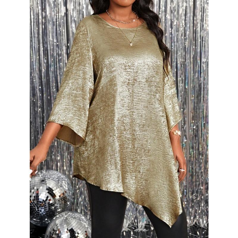 Women's Summer Loose Casual Crew Neck Seven-point Sleeve T-shirt