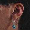 Original Tibetan Handmade Blue Irregular Earrings, Unisex Ethnic Style Fashion Accessory.
