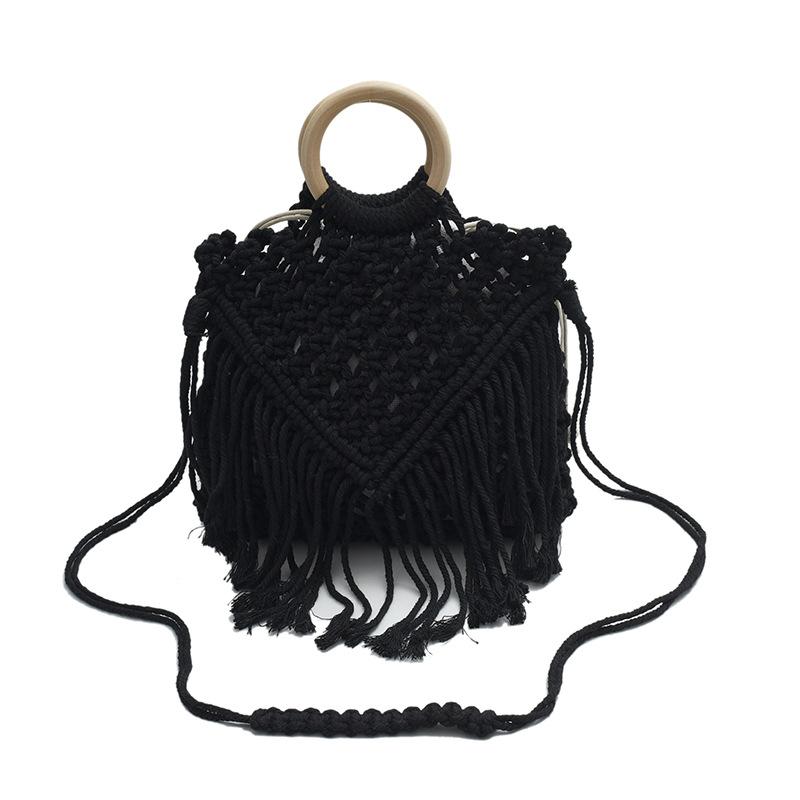 Bohemian fringed portable small bag women's 2025 new spring and summer hollow shoulder woven bag crossbody straw bag
