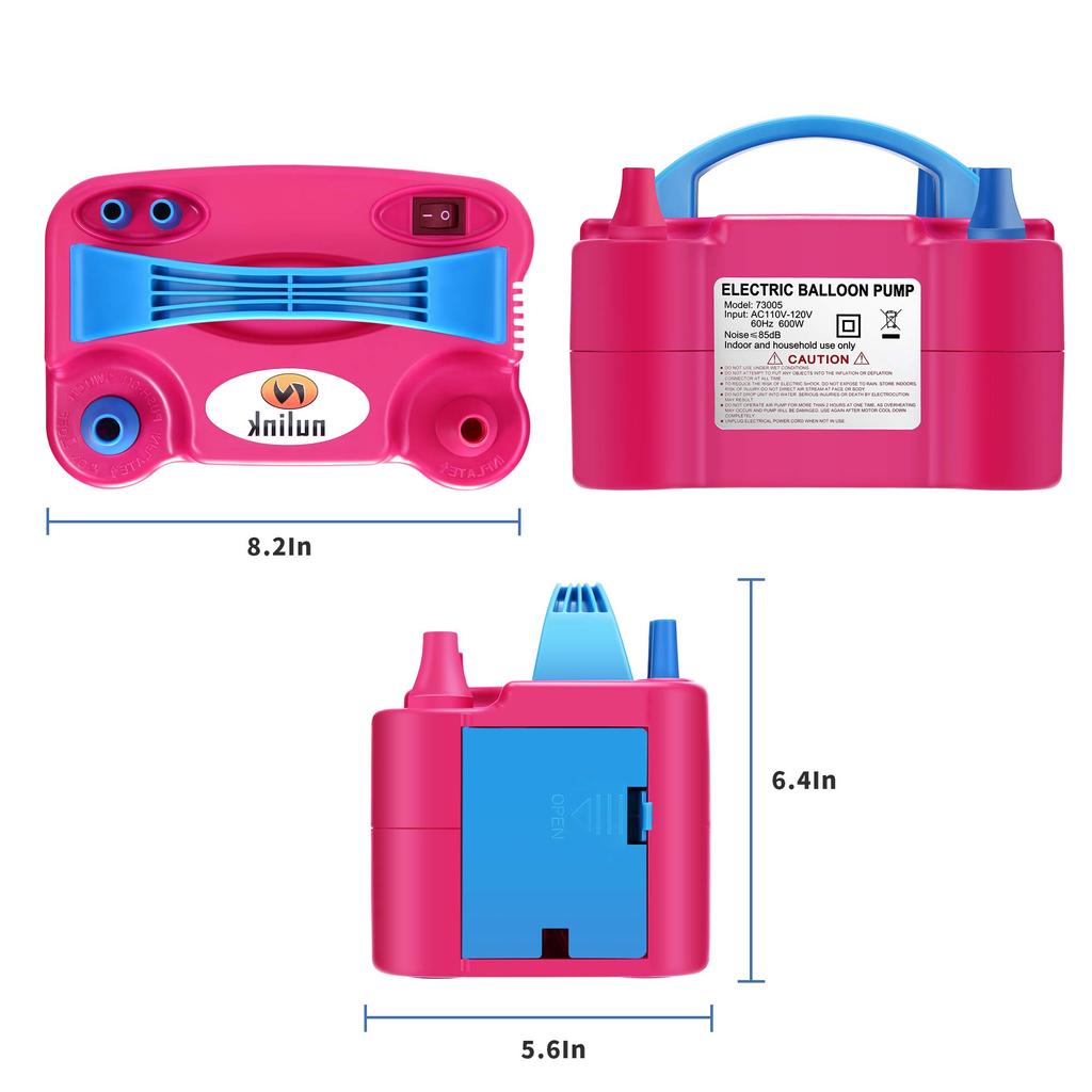 Электрический насос для воздушных шаров, портативная электрическая машина для нагнетания воздушных шаров, надувной насос для воздушных шаров мощностью 600 Вт с двойной насадкой для украшения вечеринок