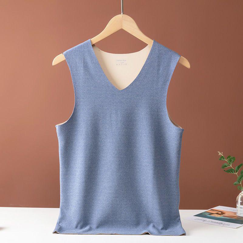 Мужской бесшовный двухсторонний бархатный теплый жилет с начесом снизу.