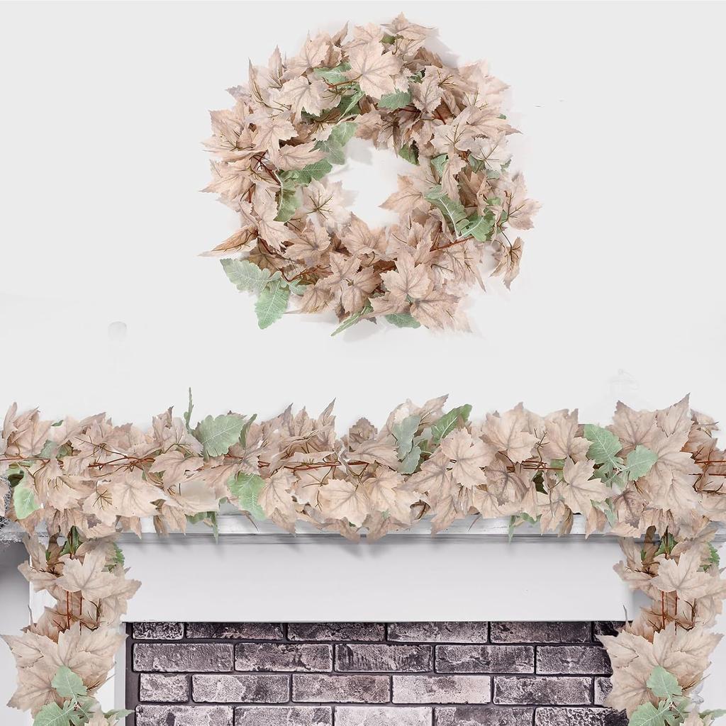 Осенний белый кленовый лист ротанг искусственное зеленое растение кленовый лист Хэллоуин настенное украшение кленовый лист рождественское украшение ротанг