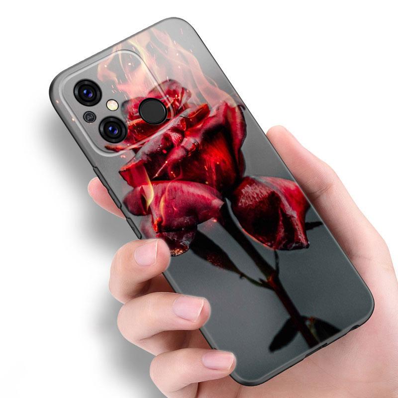 Bright Red Roses Flowers Black Case For Xiaomi Redmi 11 Prime 11A 12C 13C A1 A2 Plus A3 12 4G 10 13R 5G 9A 10A 9C 10C 9i 12R