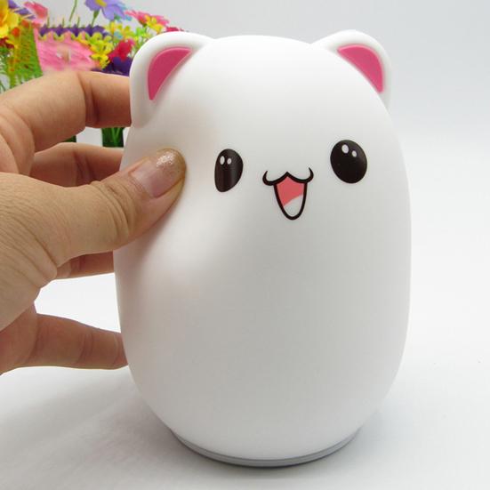 Милый силиконовый ночник с животными, функция автоматического выключения, затемняемый, перезаряжаемый, 7 цветов, детская лампа, прикроватное украшение