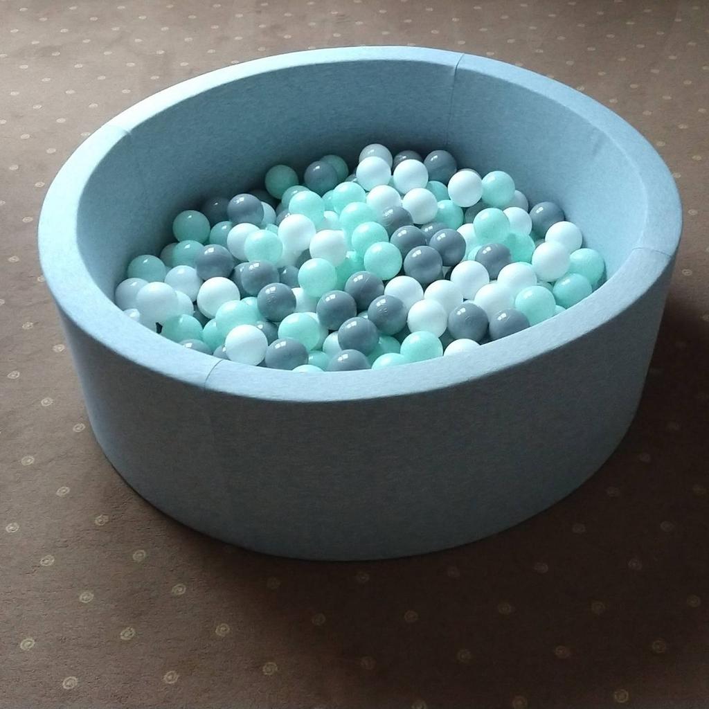 Selonis Soft Ball Pit Pool 90x30cm/no Balls Round for Baby Toddler Foam, Light Grey:grey-white-turquoise