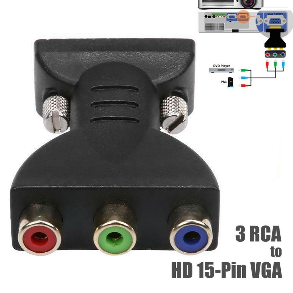 3RCA RGB Female To HD 15-Pin VGA Style Component Video Jack Adapter Conventer