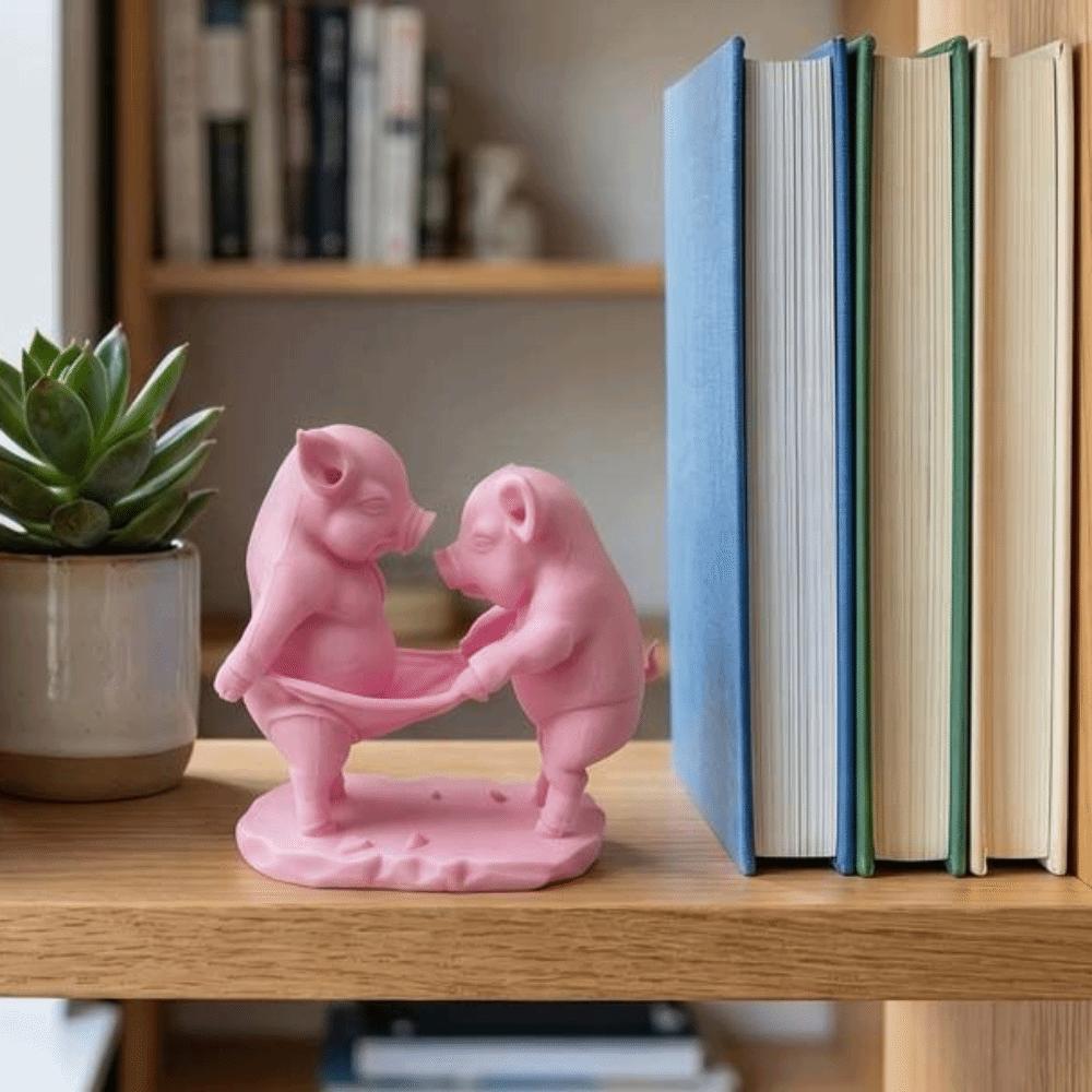 Animal Crafts Cartoon Pig Figurine Creative Animal Pig Model 3D Printed Pig Toy Home Decoration