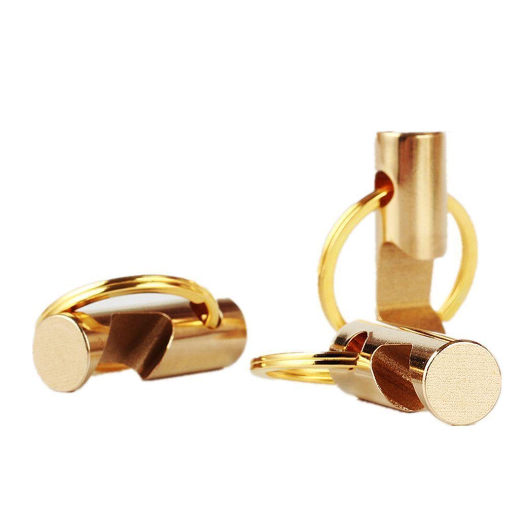 Pure Brass Bottle Opener Creative Multifunctional Yellow Keychain High-quality Key Rings