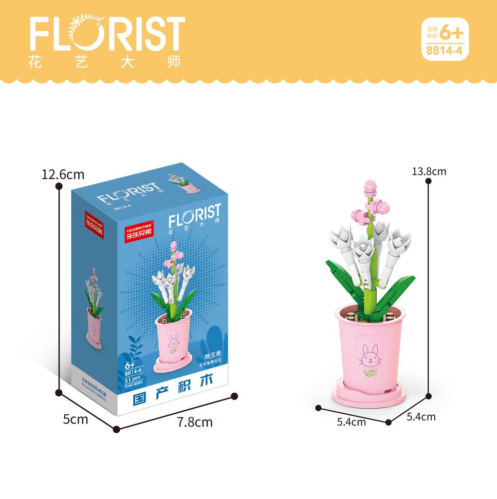 Tiny Particles Building Block Bouquet Potted Succulents Compatible Tabletop Ornament Model Educational Assembly Toy