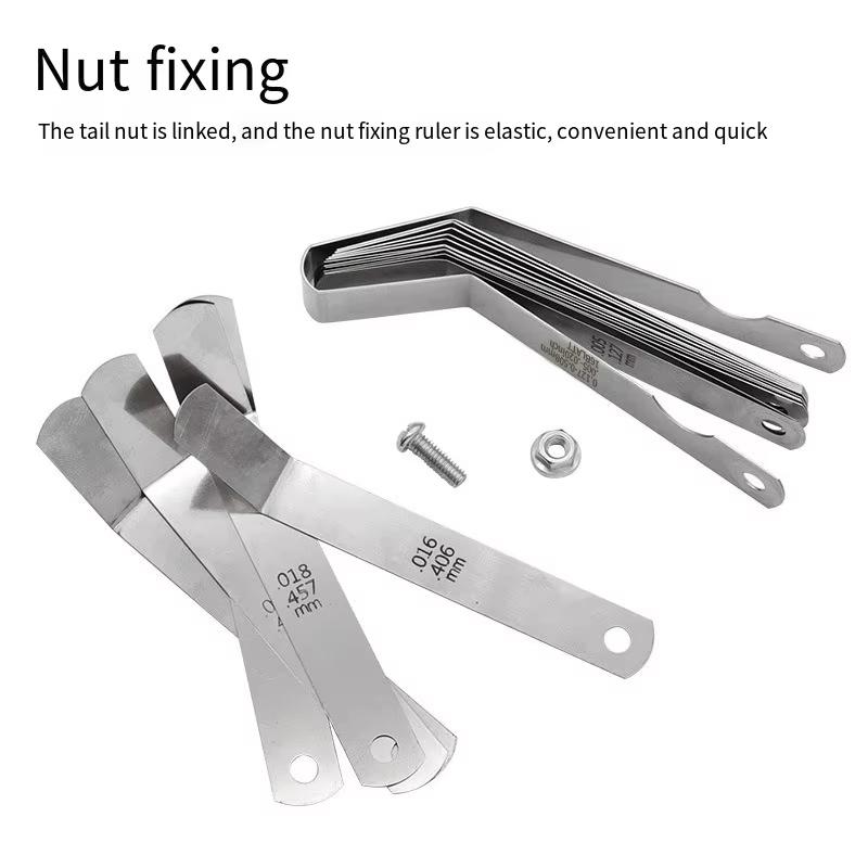 16 Blades Metric Feeler Gauge 0.05-1.0mm Curved Valve Offset Meansurement Tool for Spark Plug Gap Valve Tappets